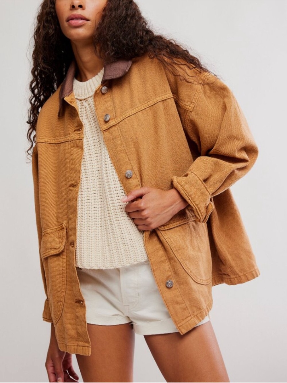 FREE PEOPLE We The Free Lemon Denim Jacket 80%Cotton20%Hemp